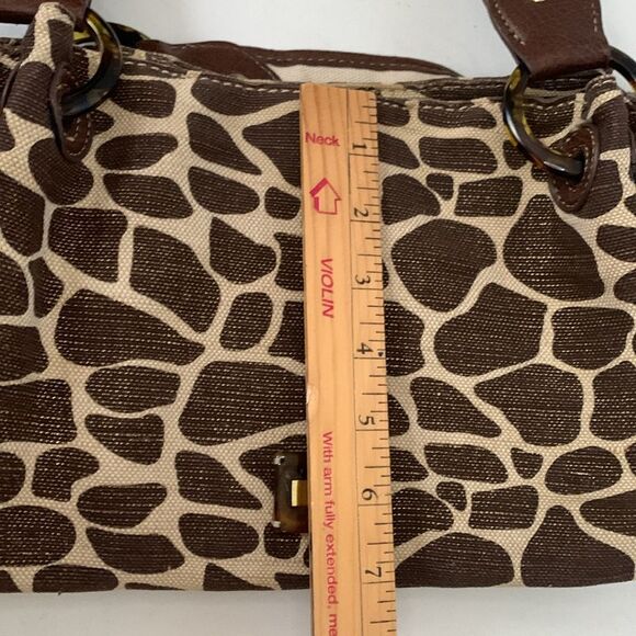Relic Cream Brown Giraffe Print Canvas Tortoise Shell Shoulder Satchel Handbag - Picture 15 of 16